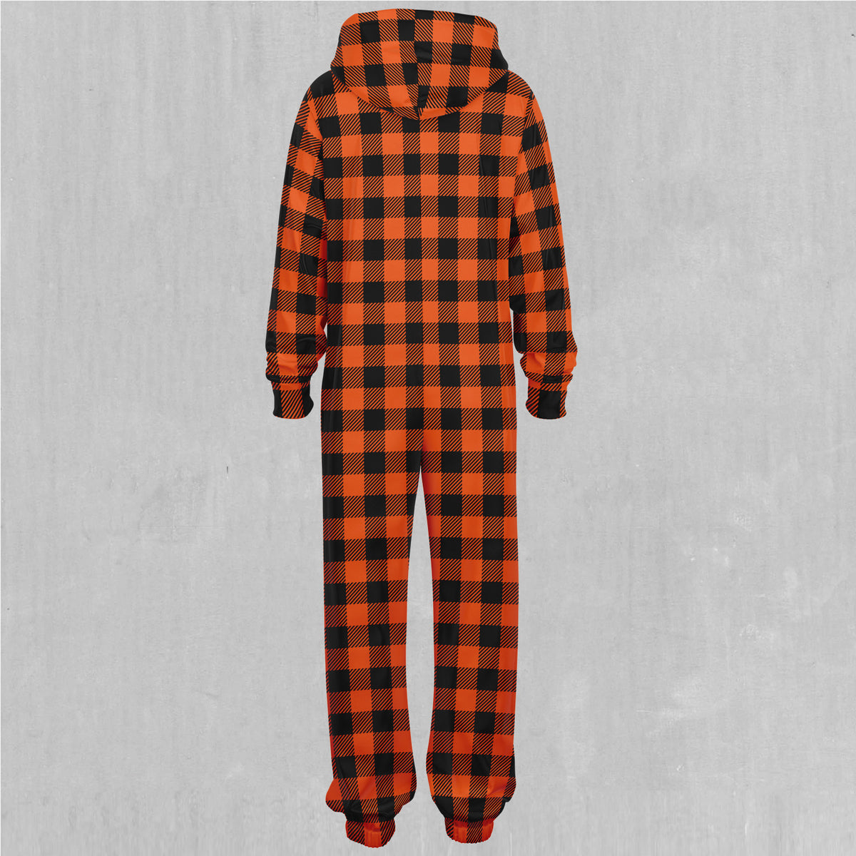 Orange Checkered Plaid Jumpsuit