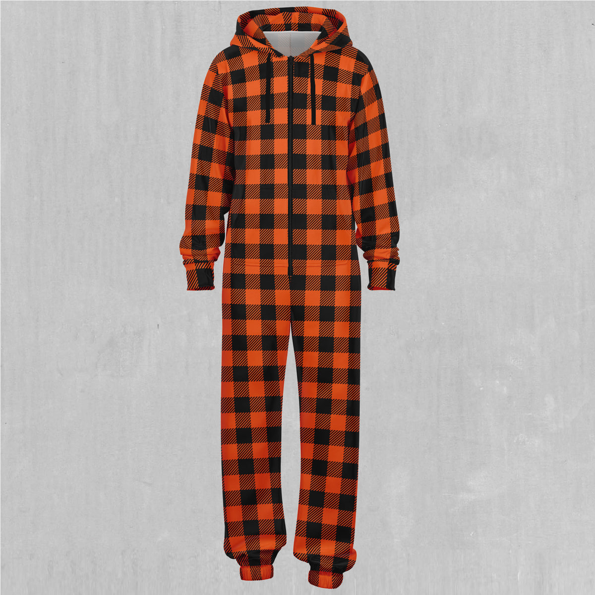 Orange Checkered Plaid Jumpsuit