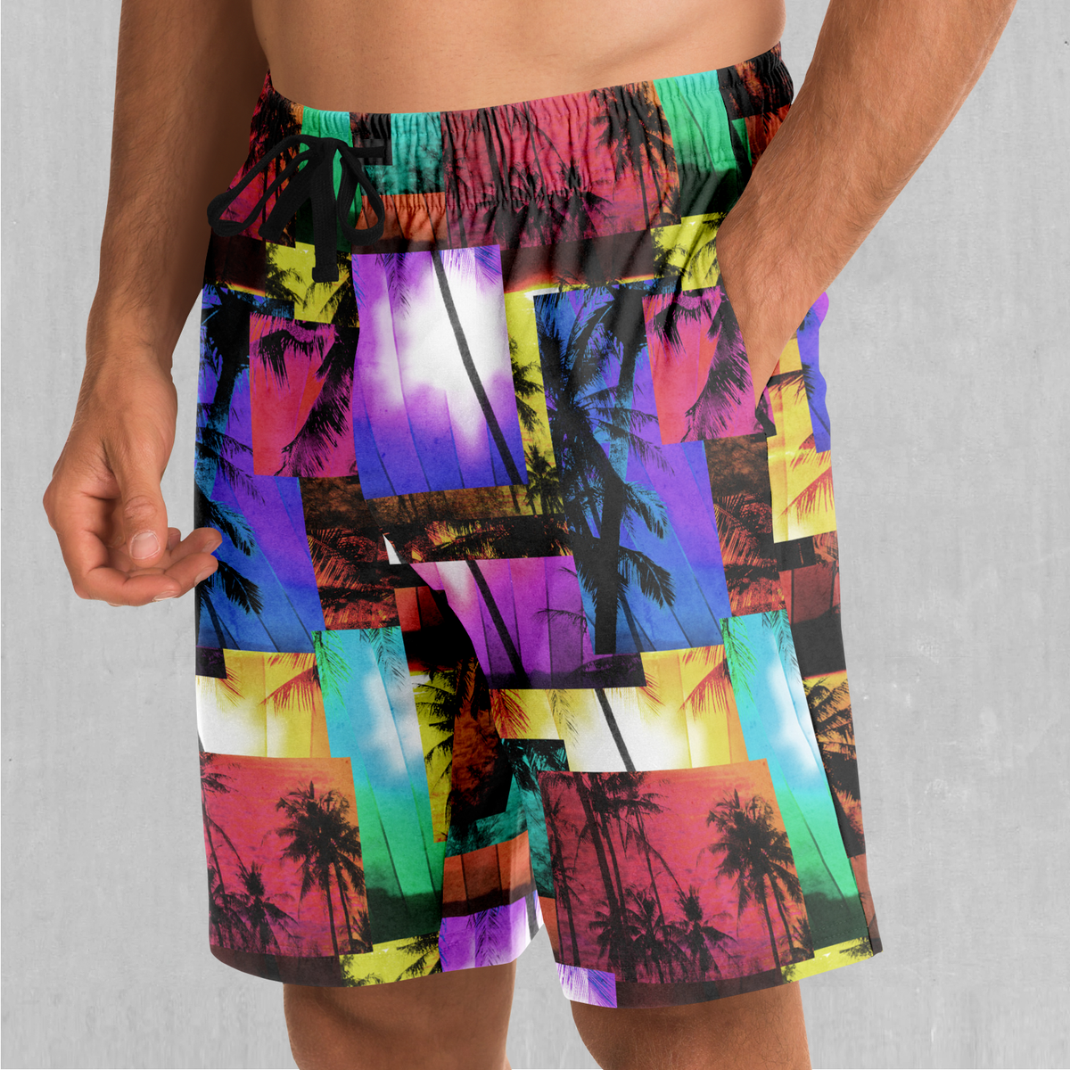 Paradise Collage Shorts - Festival Clothing, Rave Outfits, EDM Gear