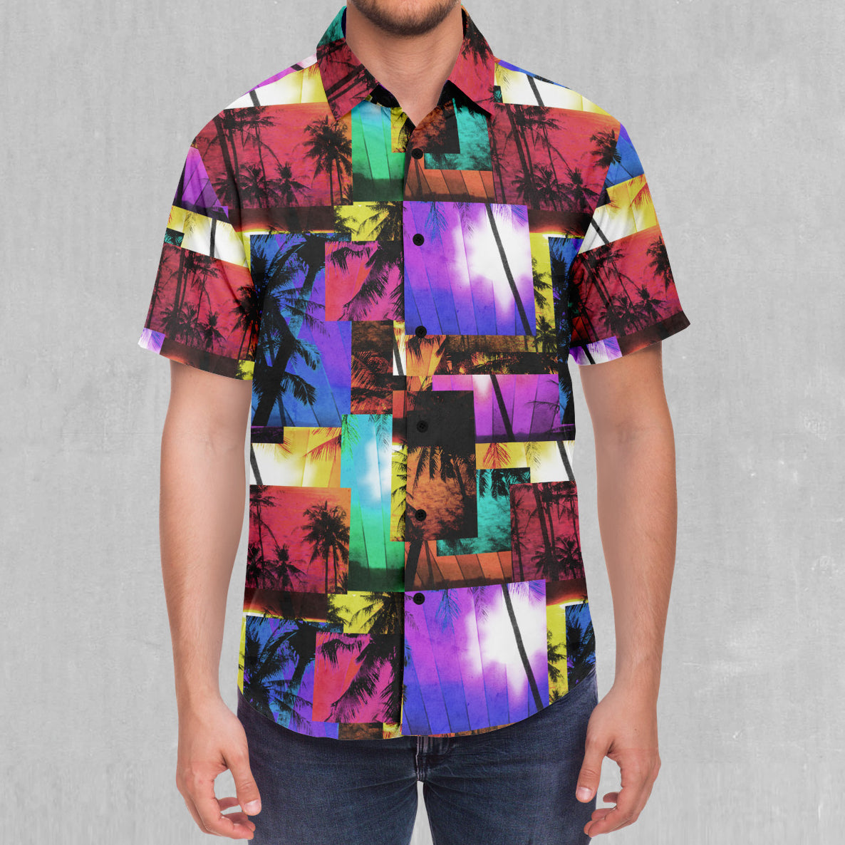 Paradise Collage Button Down Shirt