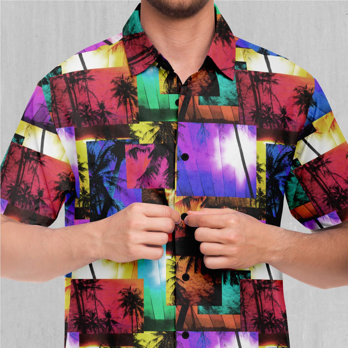 Paradise Collage Button Down Shirt