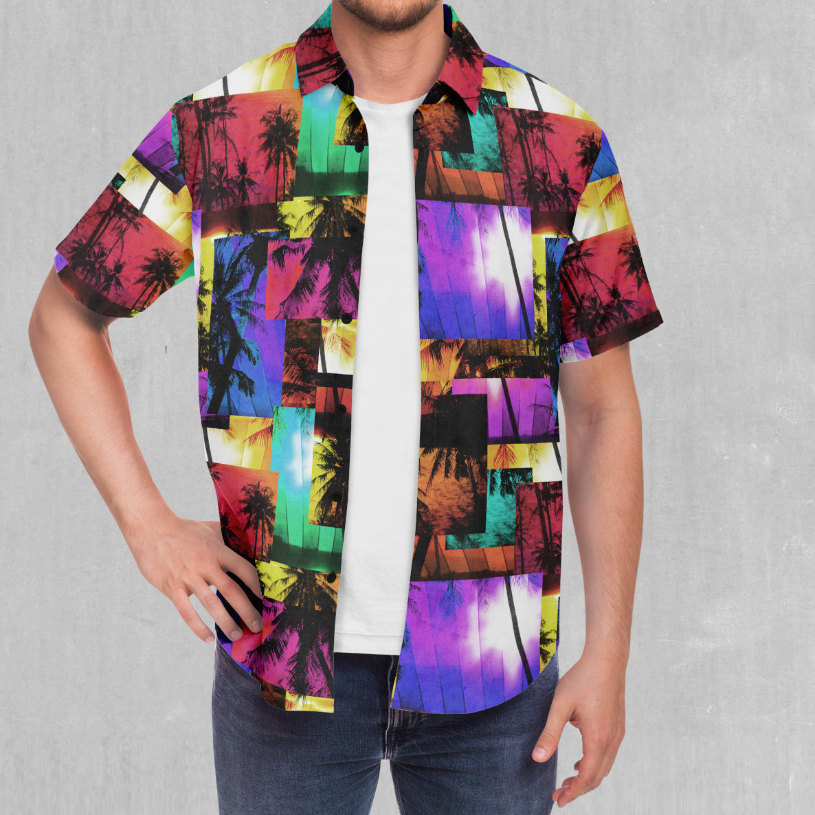 Paradise Collage Button Down Shirt