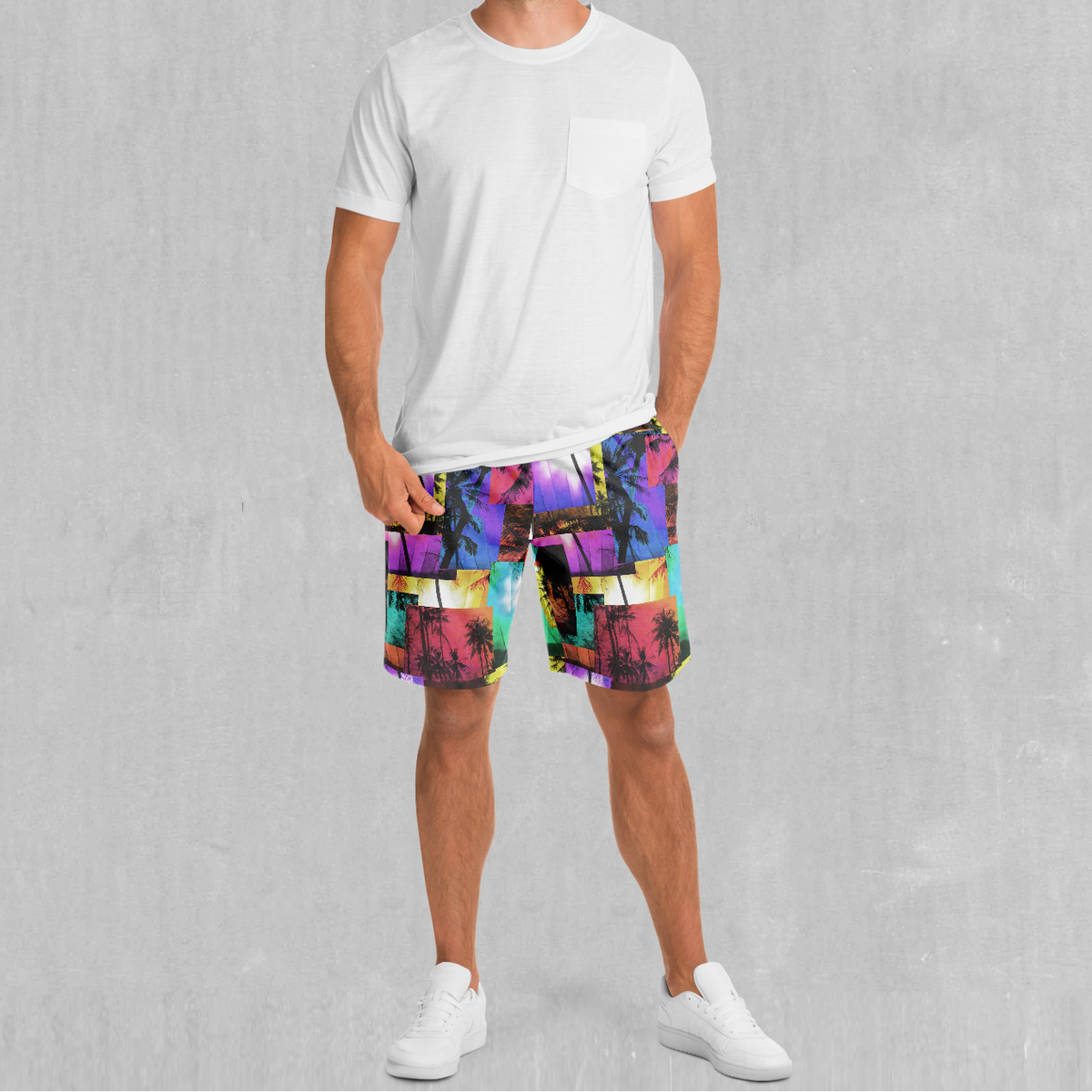 Paradise Collage Shorts - Festival Clothing, Rave Outfits, EDM Gear