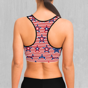 Patriotic Stars Sports Bra