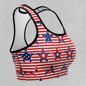 Patriotic Stars Sports Bra