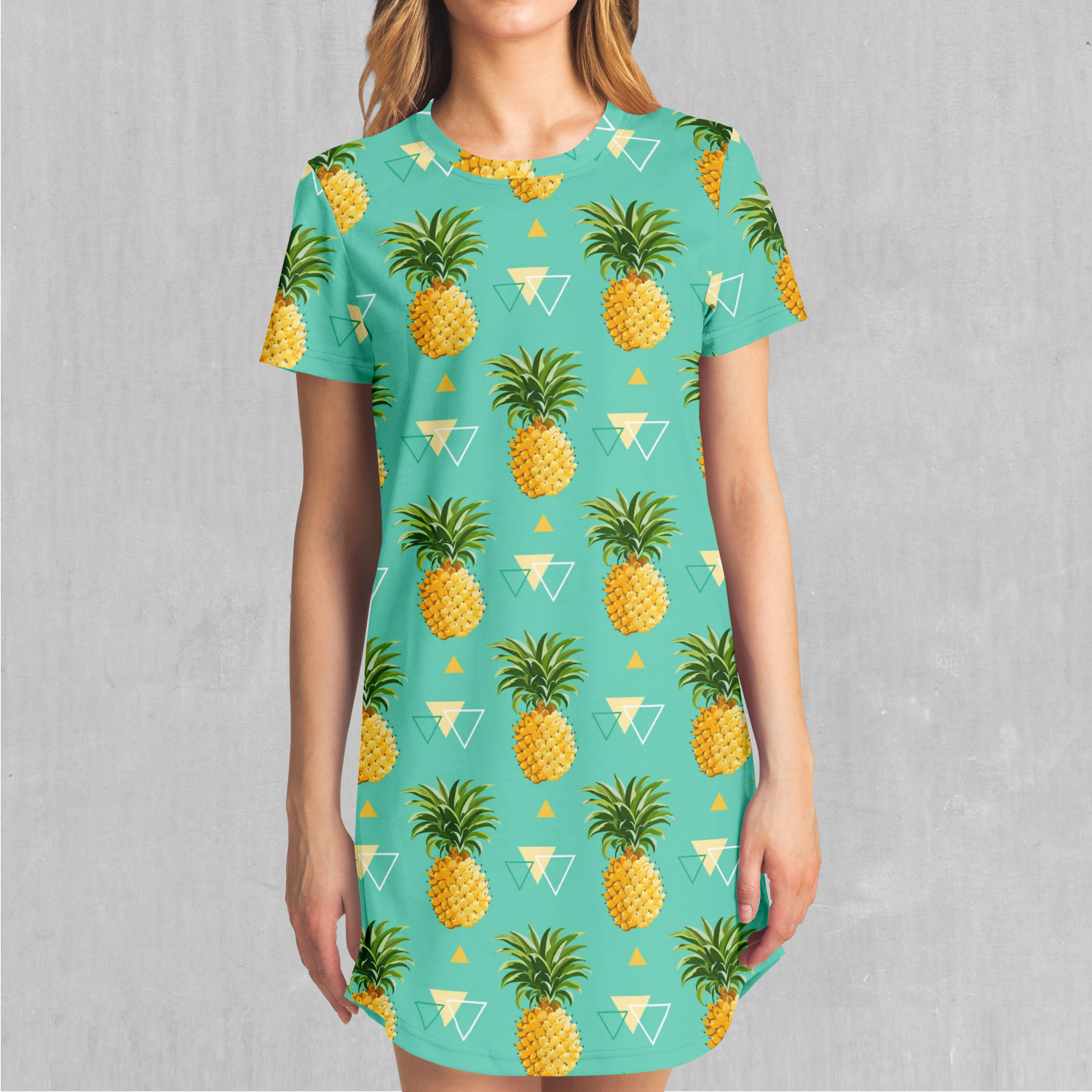 Pineapples T-Shirt Dress | Midi Shirt Dress | Festival Tshirt Dress - Azimuth Clothing Pineapples T-Shirt Dress | Midi Shirt Dress | Festival Tshirt Dress - Azimuth Clothing