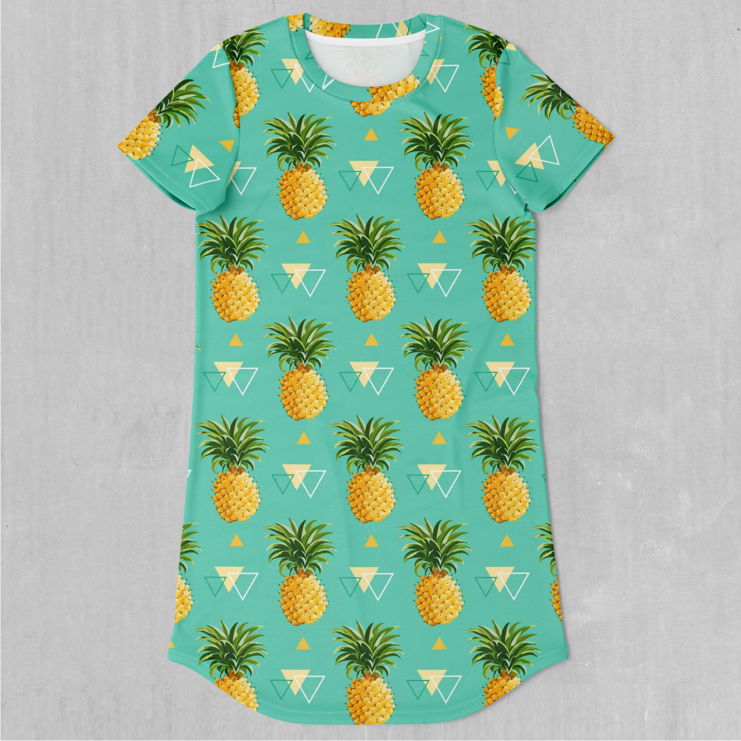 pineapple t shirt dress SJS T-Shirt Dress Women's Large Ivory Striped Pineapple Print Short Sleeve