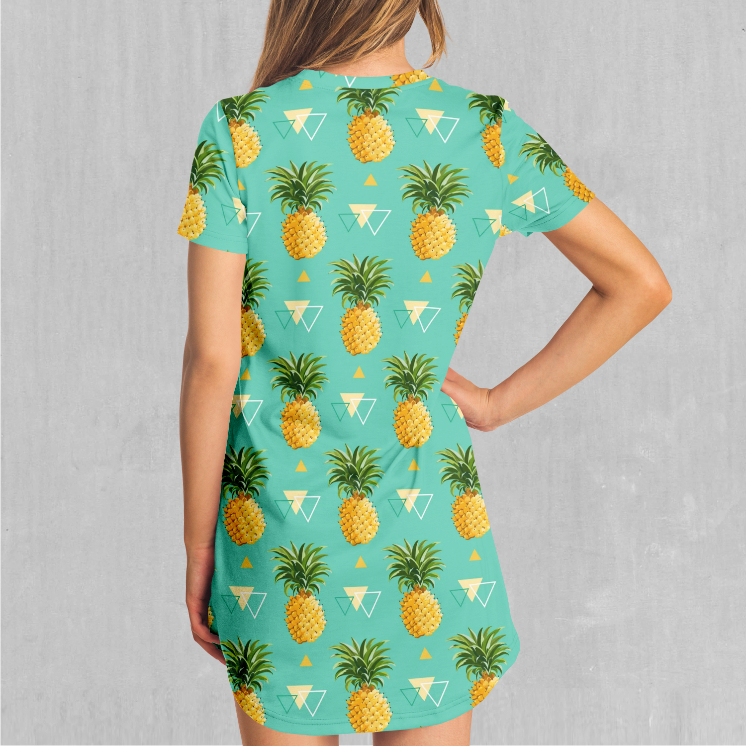 pineapple shirt dress Tropical Floral T-Shirt Dress: Hibiscus & Pineapple Beachwear