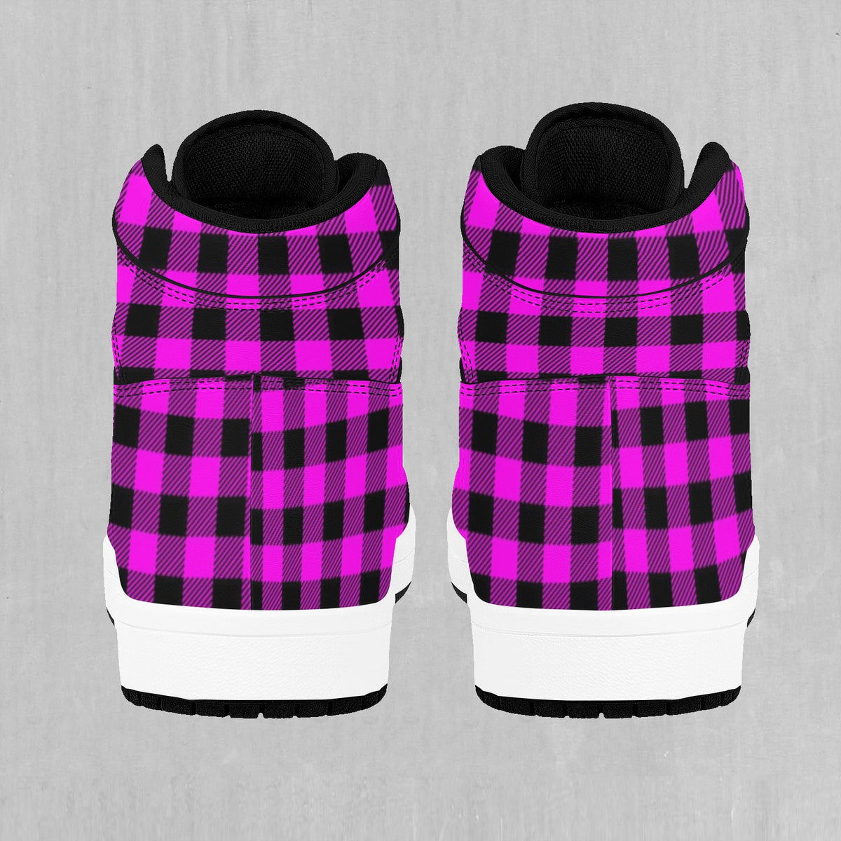 Pink Checkered Plaid High Top Sneakers