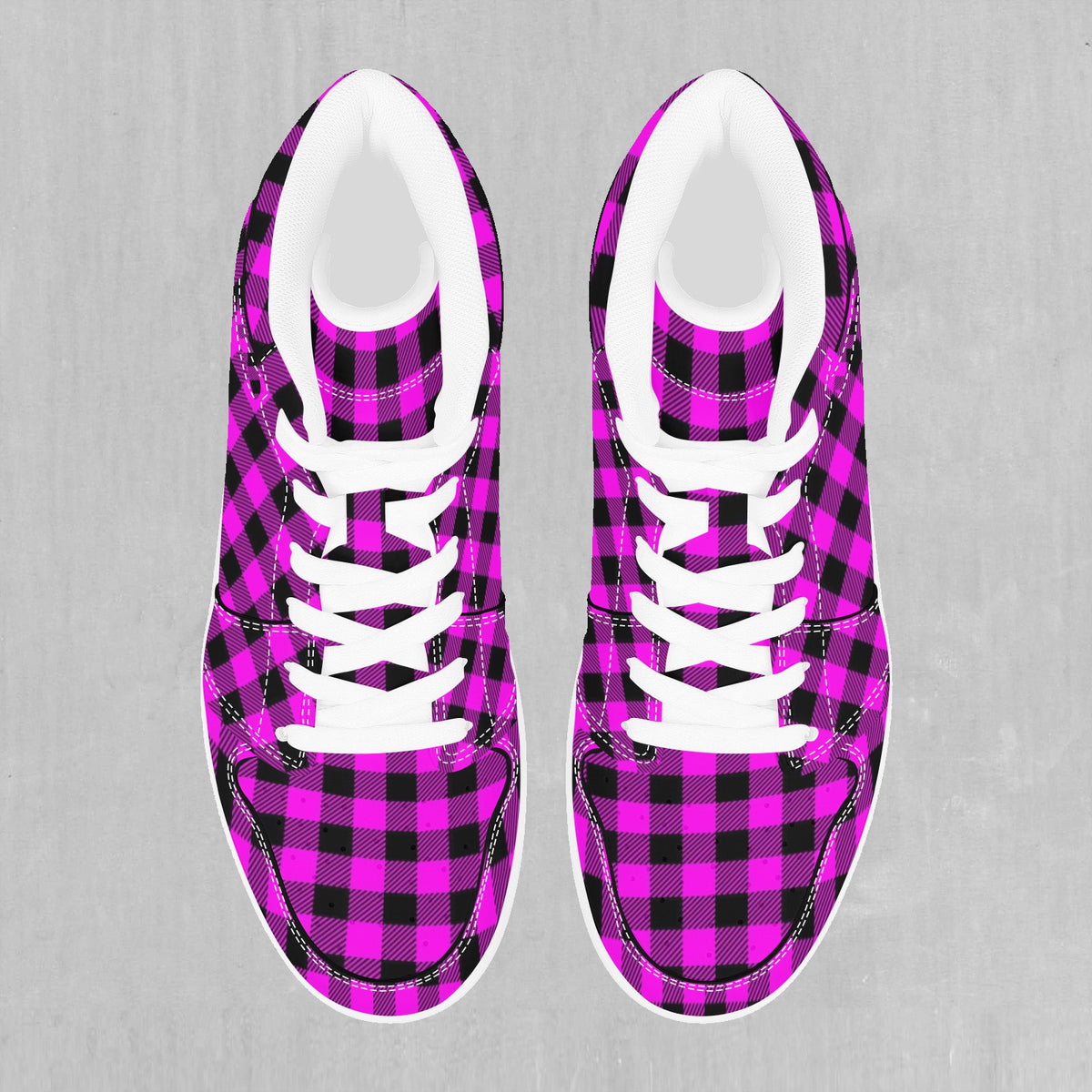 Pink Checkered Plaid High Top Sneakers