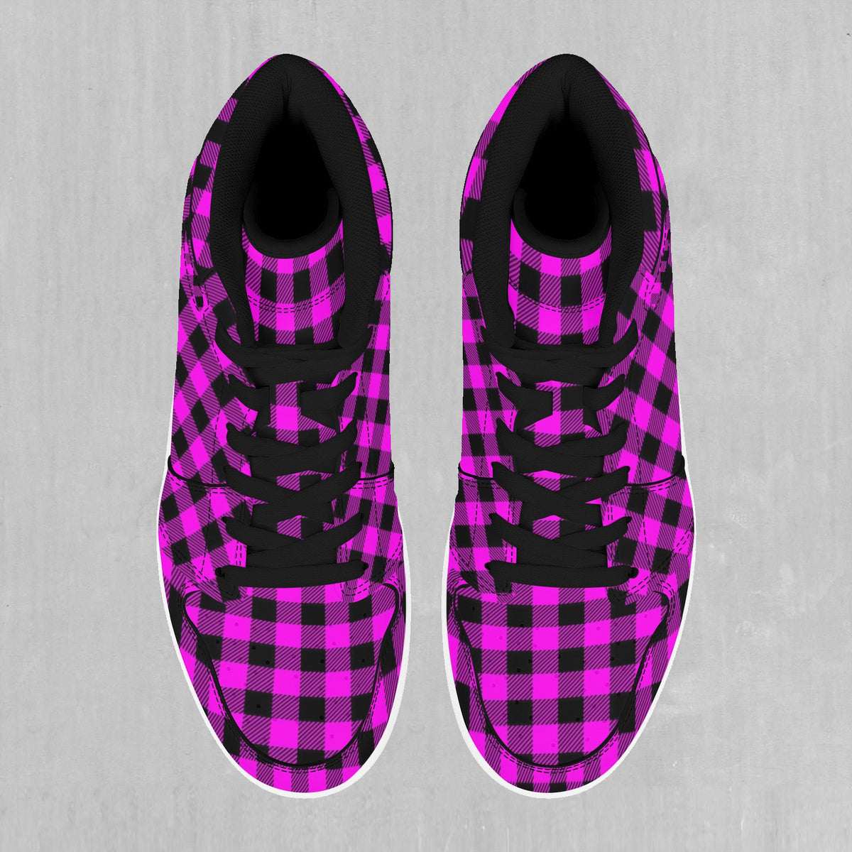 Pink Checkered Plaid High Top Sneakers