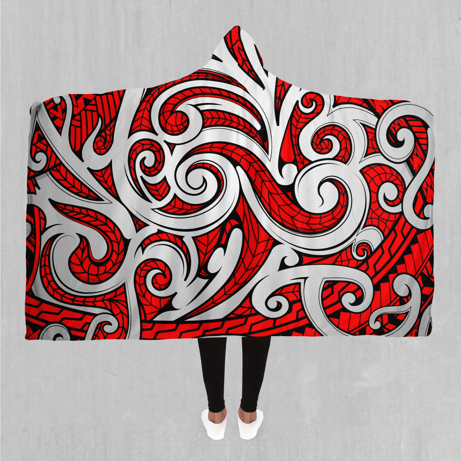 Polynesian Warrior Hooded Blanket - EDM Rave Clothing Festival Clothing Psychedelic Clothing