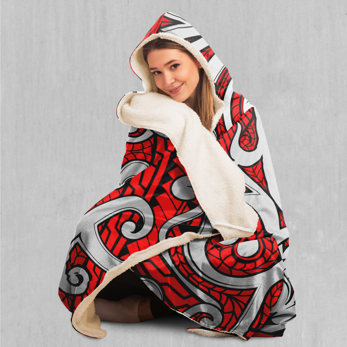 Polynesian Warrior Hooded Blanket - EDM Rave Clothing Festival Clothing Psychedelic Clothing