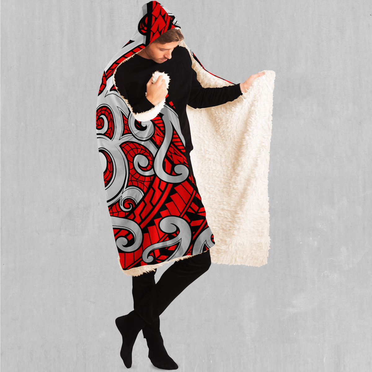 Polynesian Warrior Hooded Blanket - EDM Rave Clothing Festival Clothing Psychedelic Clothing
