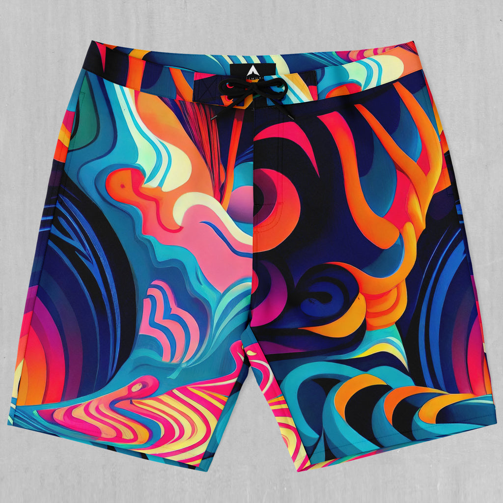 Psychedelic Vortex Board Shorts | Festival Board Shorts | Rave