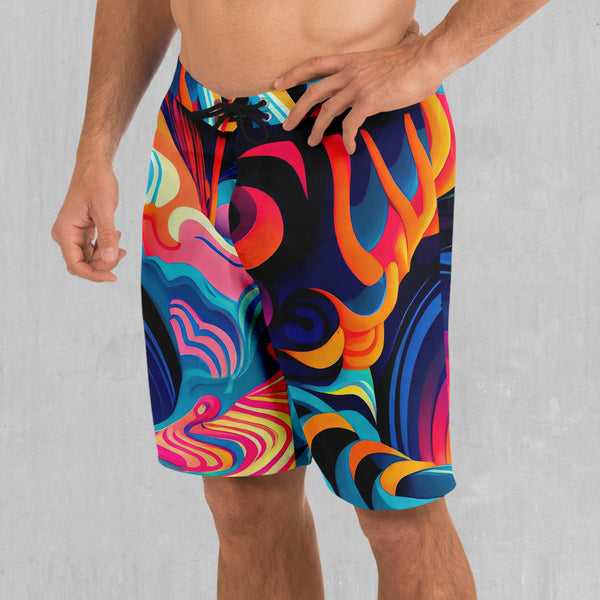 Psychedelic Vortex Board Shorts | Festival Board Shorts | Rave