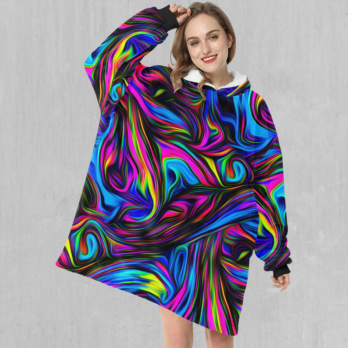 Psychedelic Waves Blanket Hoodie