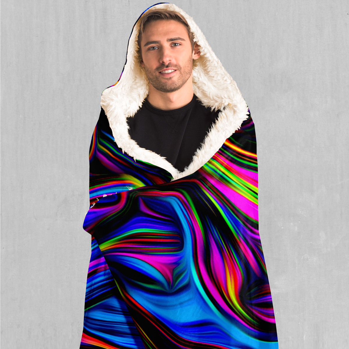 Psychedelic Waves Hooded Blanket