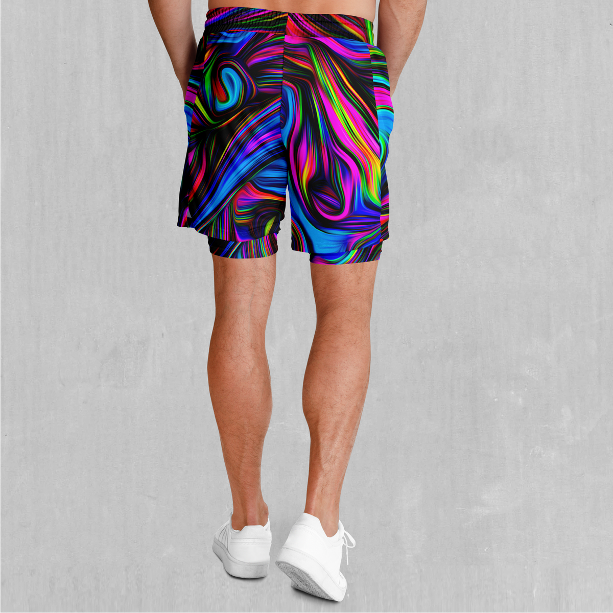Psychedelic Waves Men's 2 in 1 Shorts