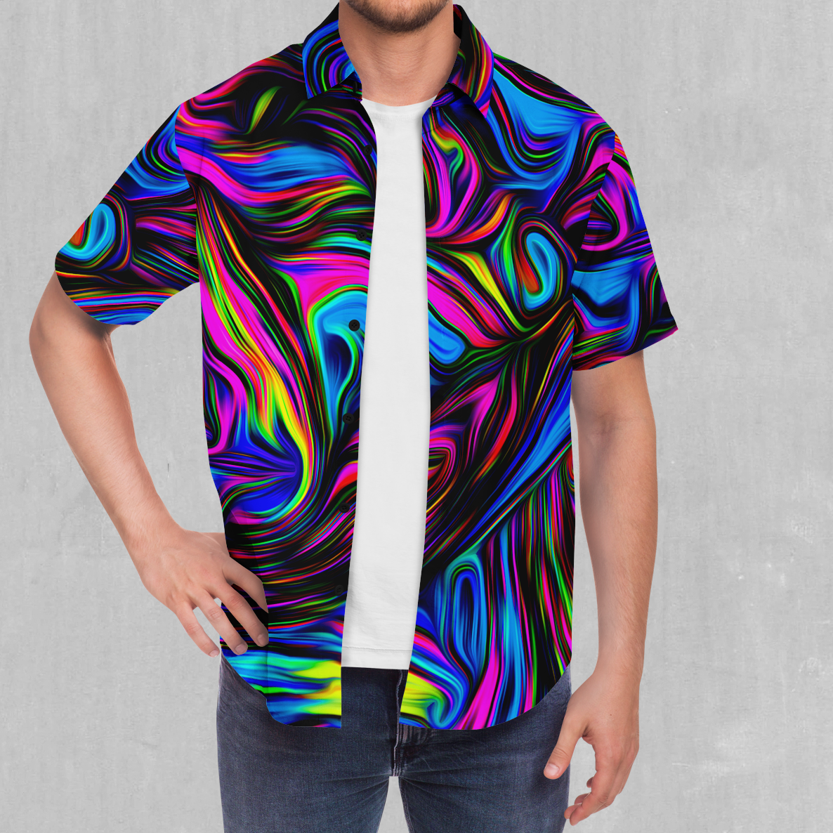 psychedelic dress shirts Psychedelic Dress Shirt Cotton Shirt, Mens Dress Shirt, Long Sleeve Button Down, Gift for Man, Leopard Print, Trippy Purple Blue Menswear