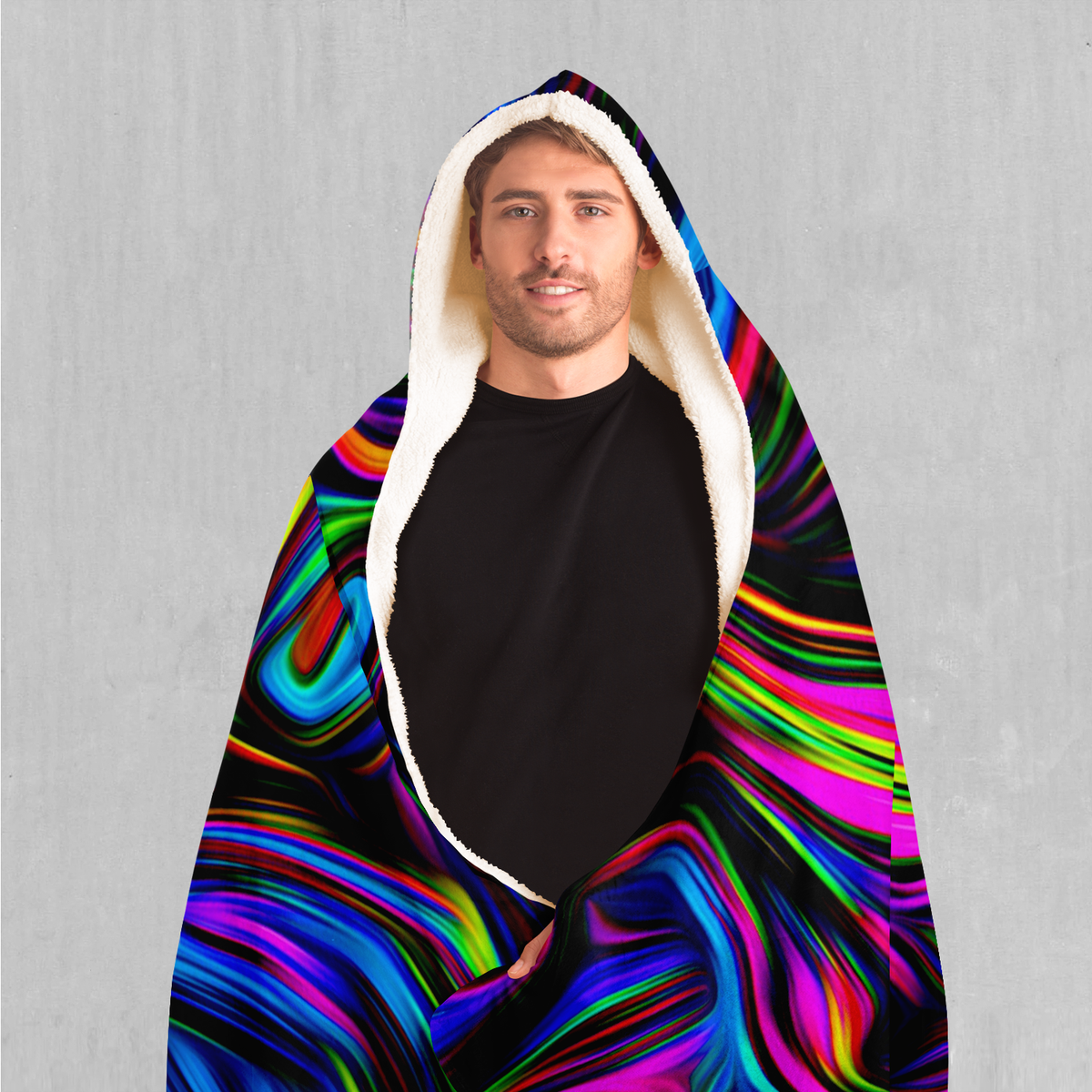 Psychedelic Waves Hooded Blanket