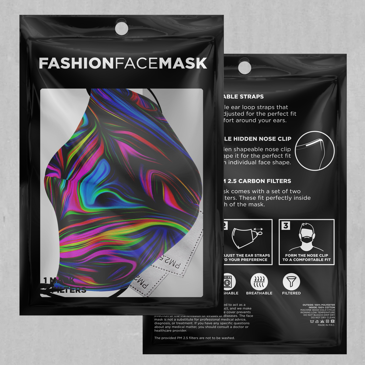 Psychedelic Waves Face Mask - Azimuth Clothing