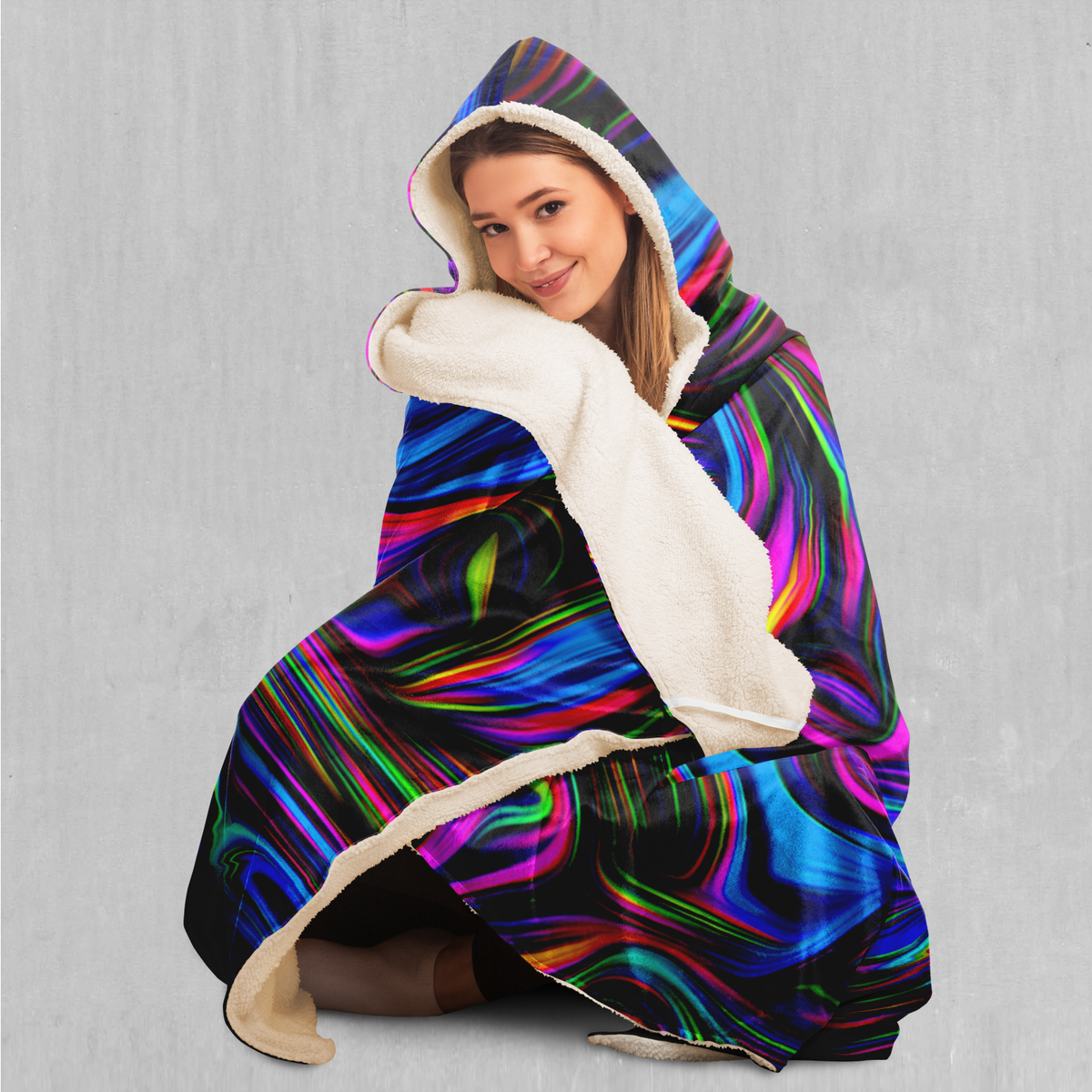 Psychedelic Waves Hooded Blanket