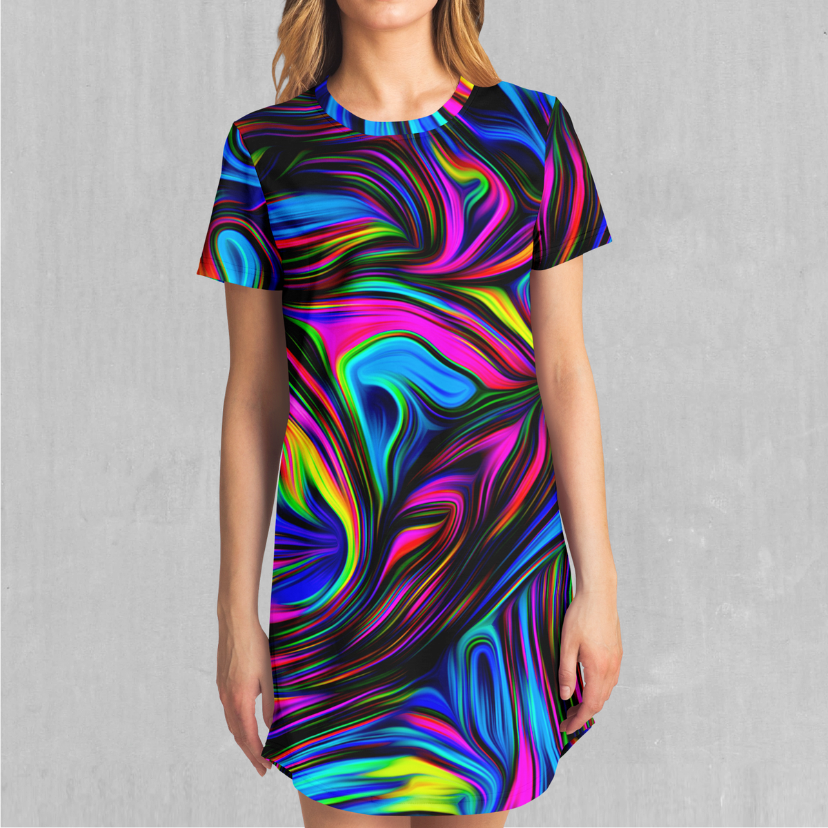 Psychedelic Waves T-Shirt Dress
