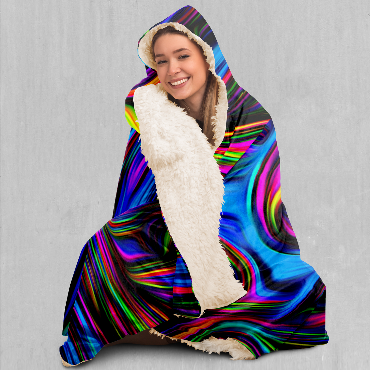 Psychedelic Waves Hooded Blanket