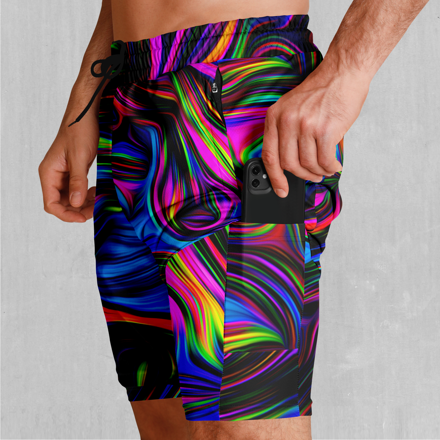 Psychedelic Waves Men's 2 in 1 Shorts