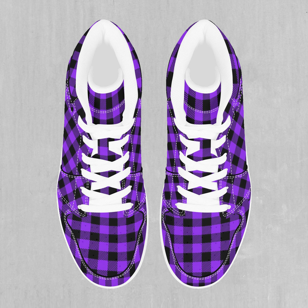 Purple Checkered Plaid High Top Sneakers