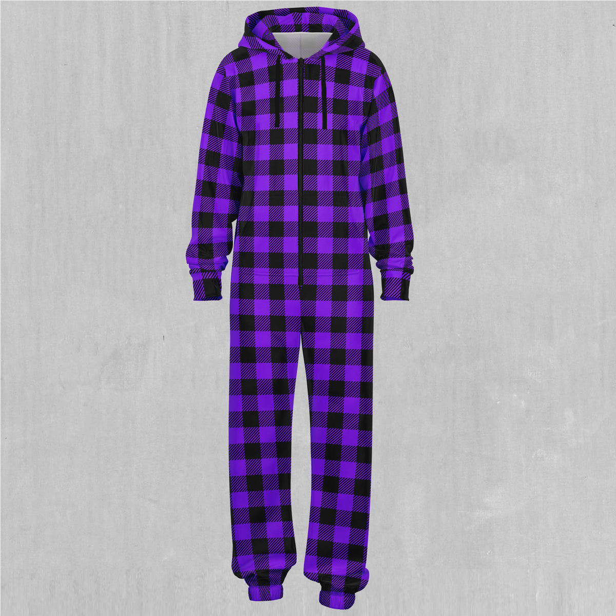 Purple Checkered Plaid Jumpsuit