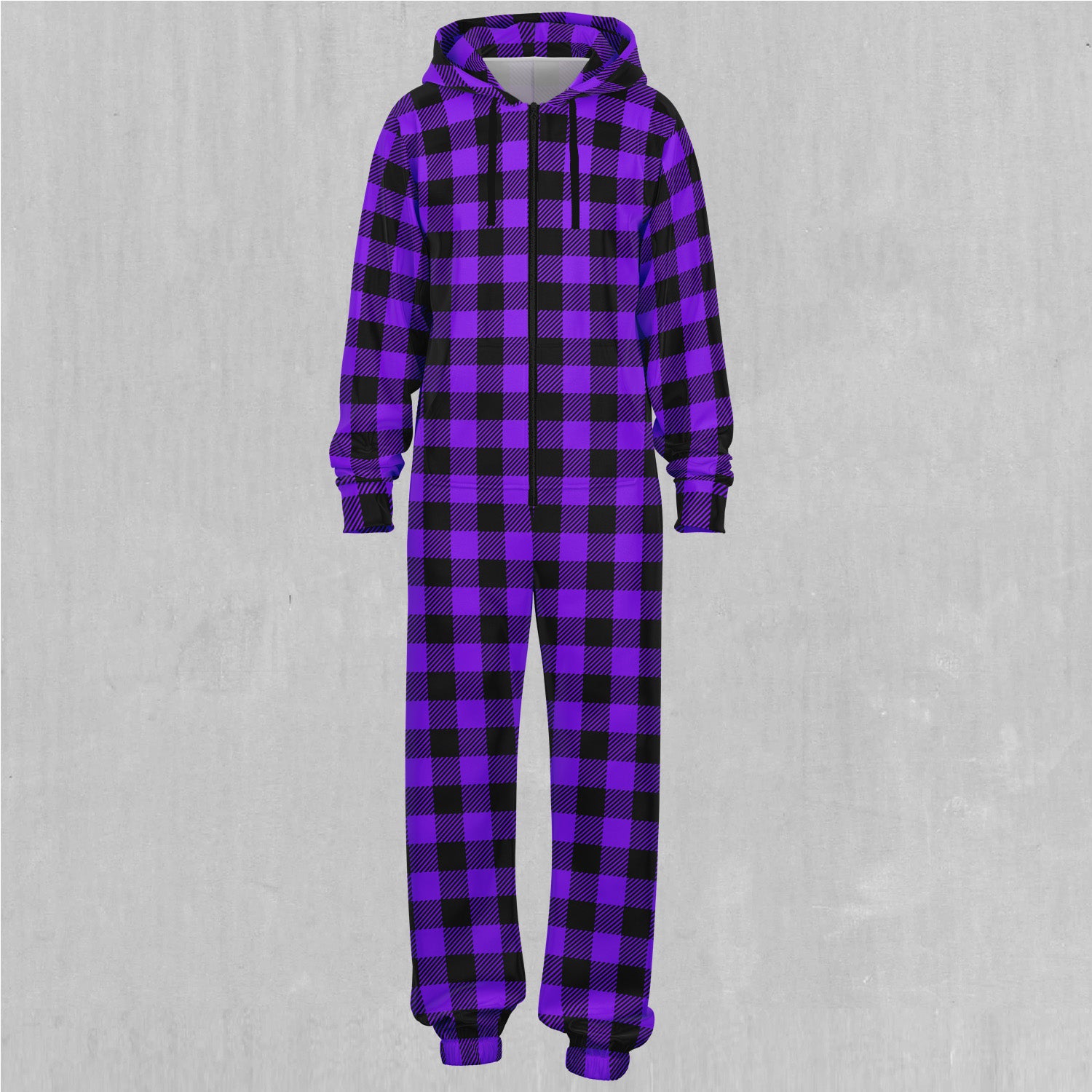 Purple Checkered Plaid Jumpsuit