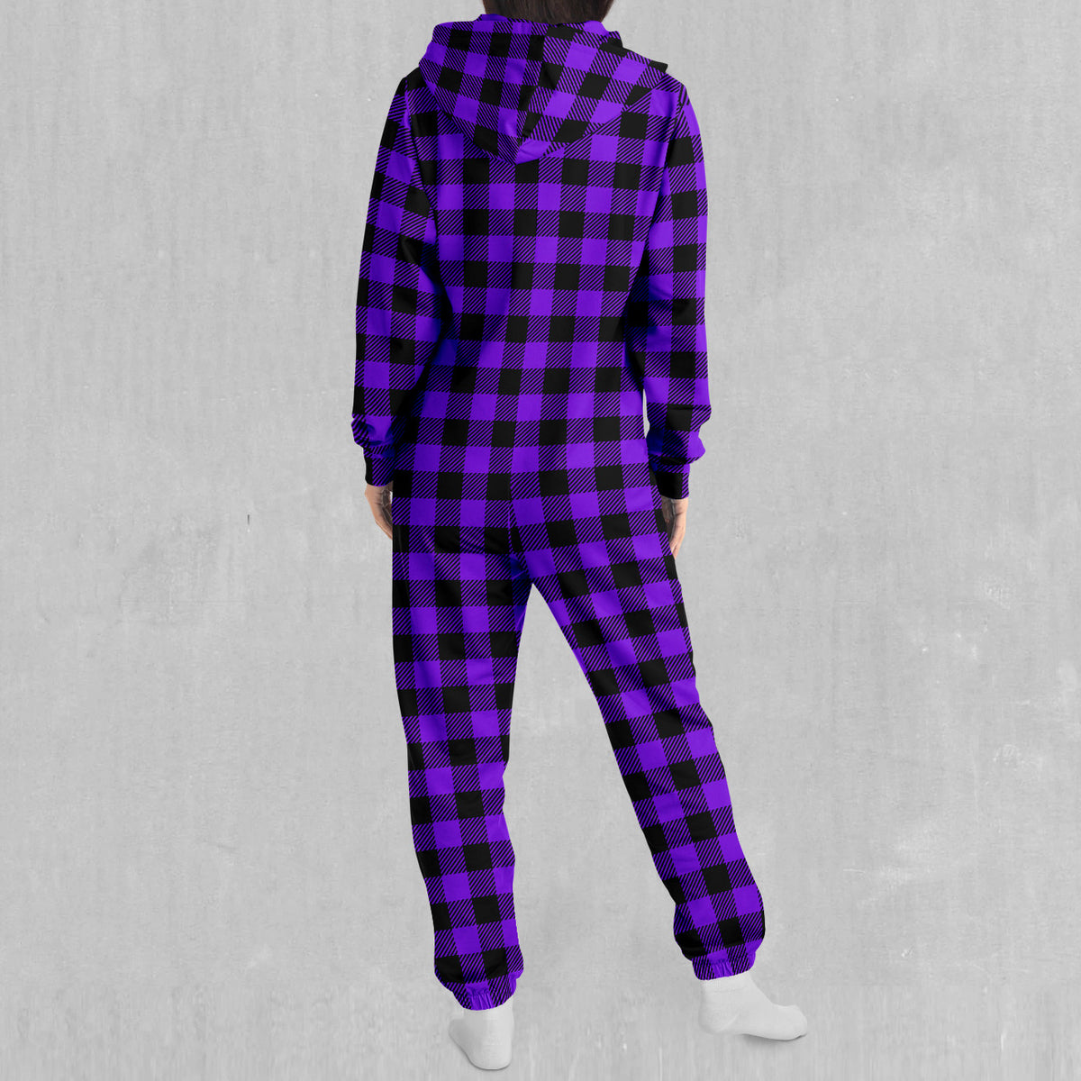 Purple Checkered Plaid Jumpsuit