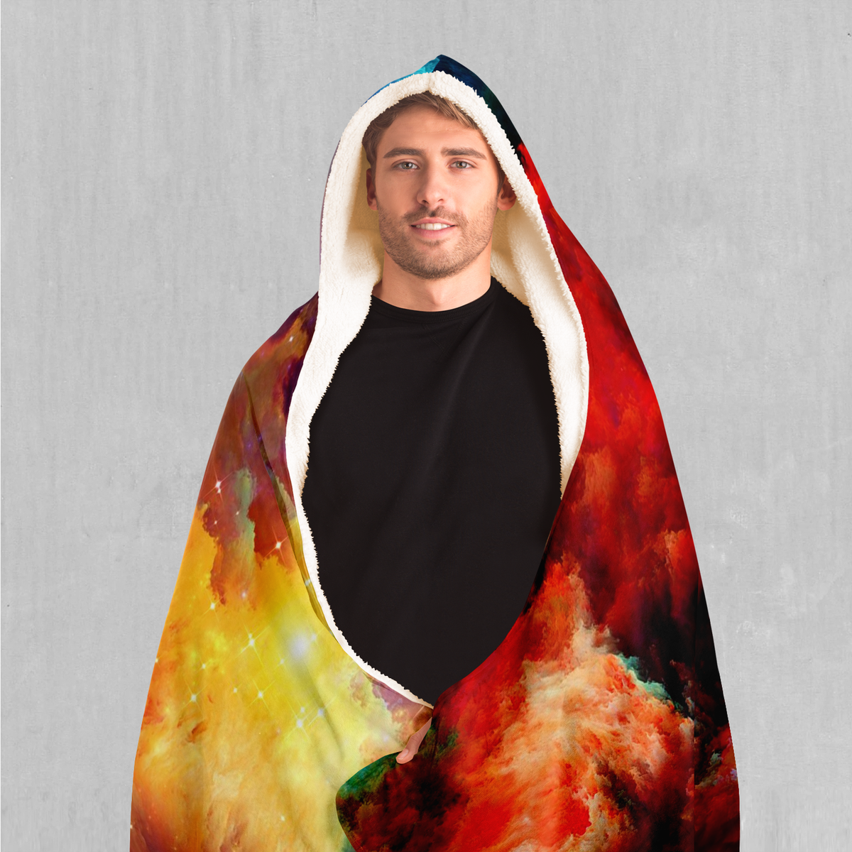 Rainbow Galaxy Hooded Blanket - EDM Rave Clothing Festival Clothing Psychedelic Clothing
