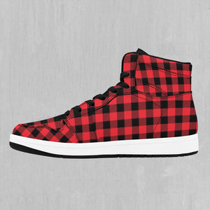 Red Checkered Plaid High Top Sneakers
