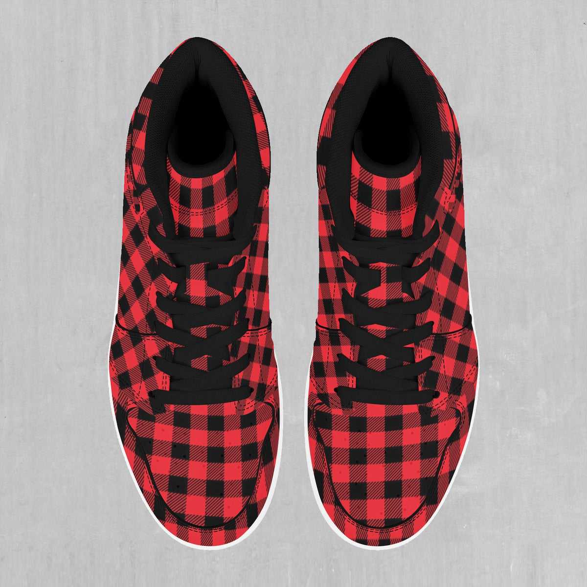 Red Checkered Plaid High Top Sneakers