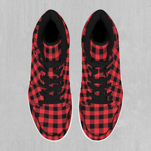 Red Checkered Plaid High Top Sneakers
