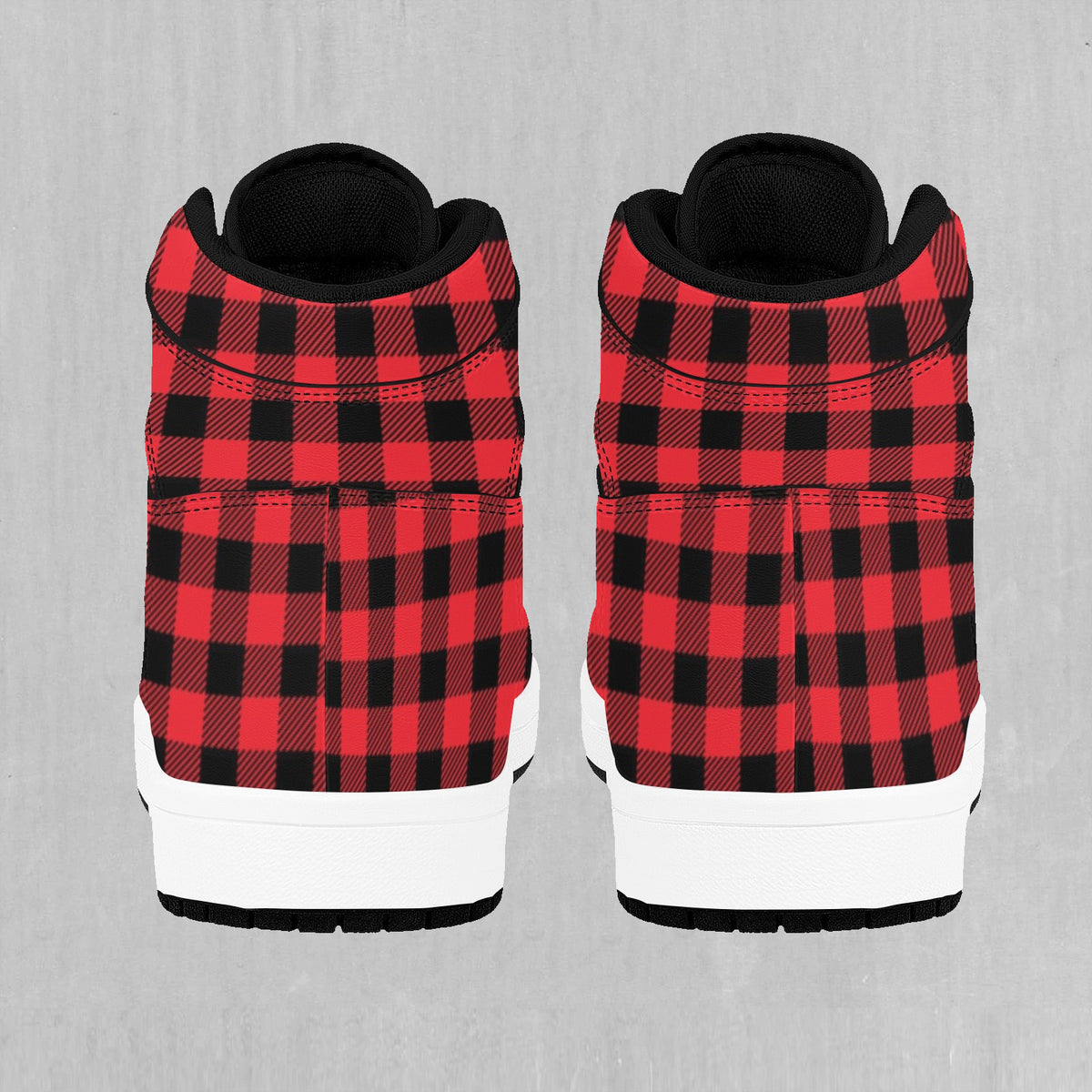 Red Checkered Plaid High Top Sneakers