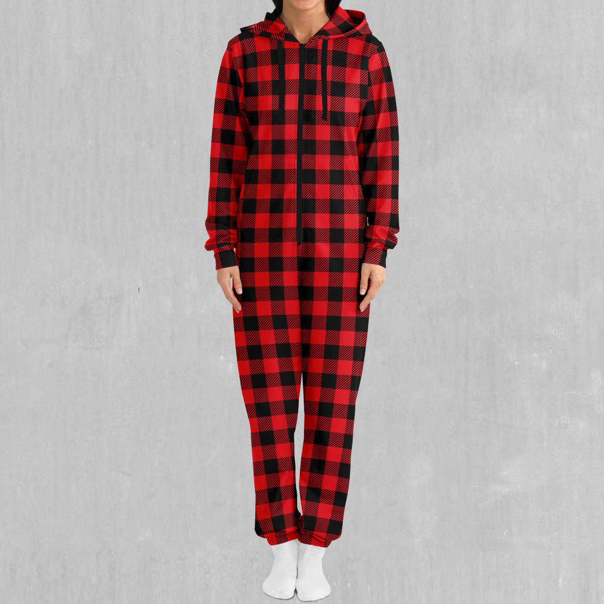 Red Checkered Plaid Jumpsuit