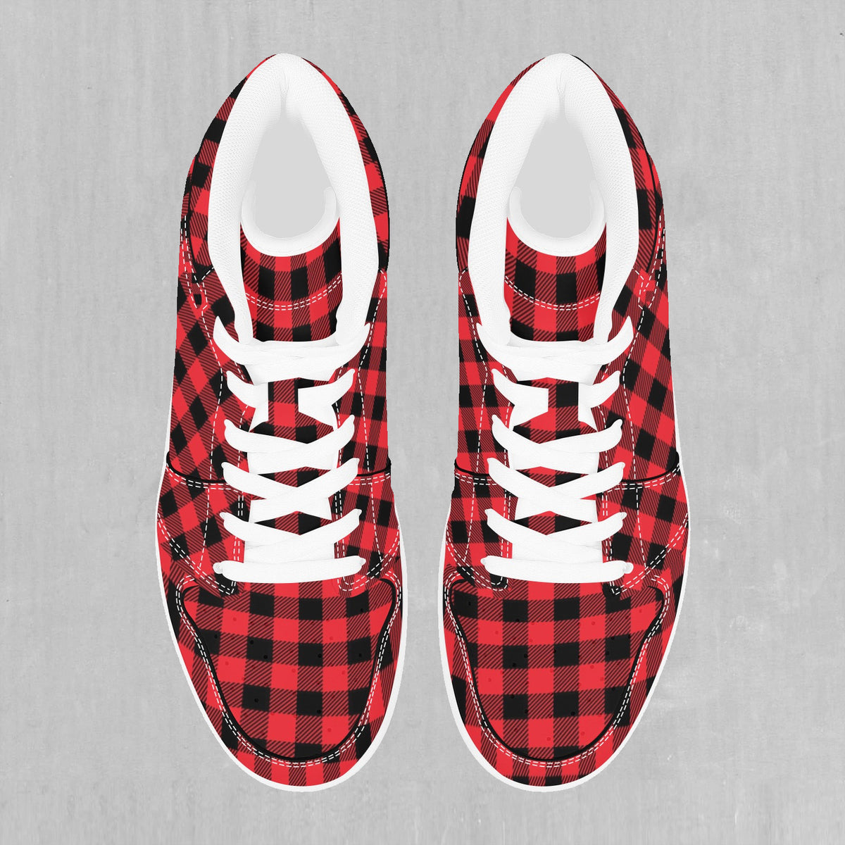 Red Checkered Plaid High Top Sneakers