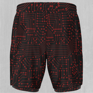 Red Cybernetic Men's 2 in 1 Shorts