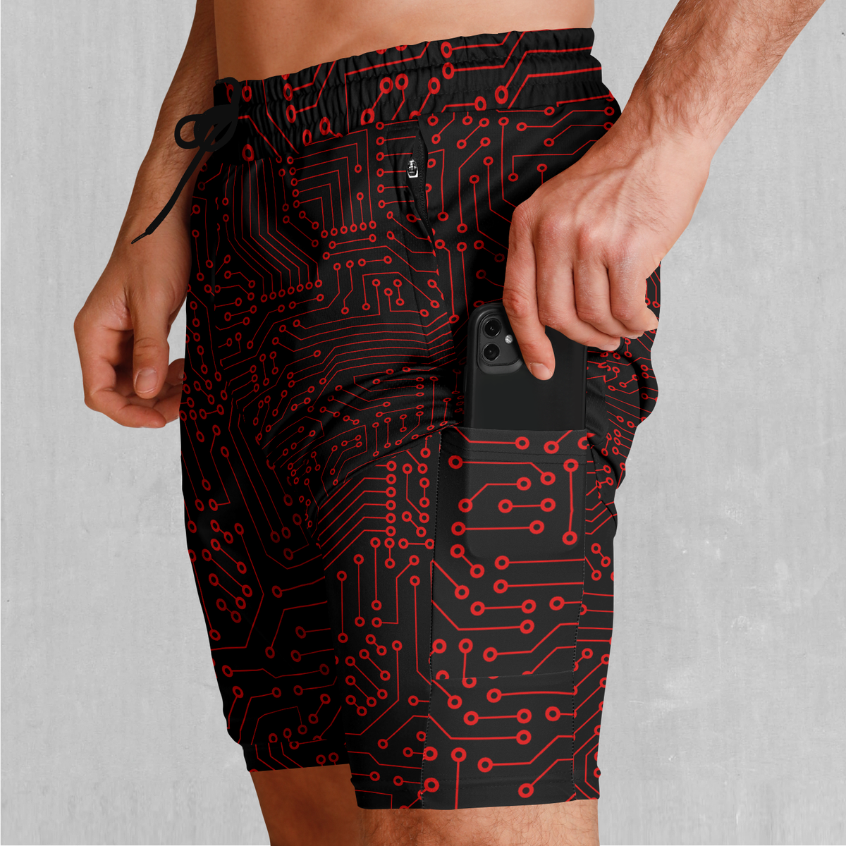 Red Cybernetic Men's 2 in 1 Shorts