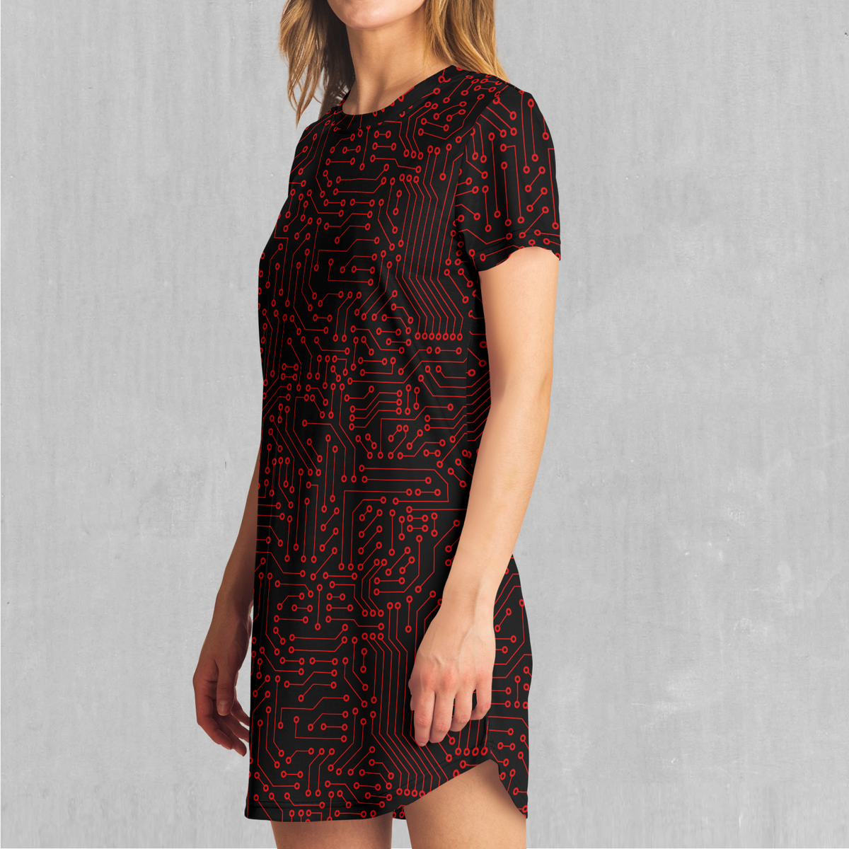 Red Cybernetic T-Shirt Dress