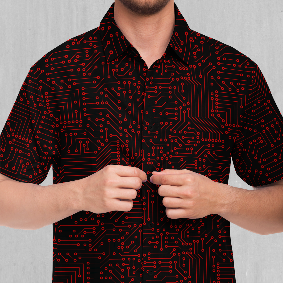 Red Cybernetic Button Down Shirt
