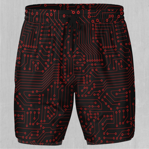 Red Cybernetic Men's 2 in 1 Shorts