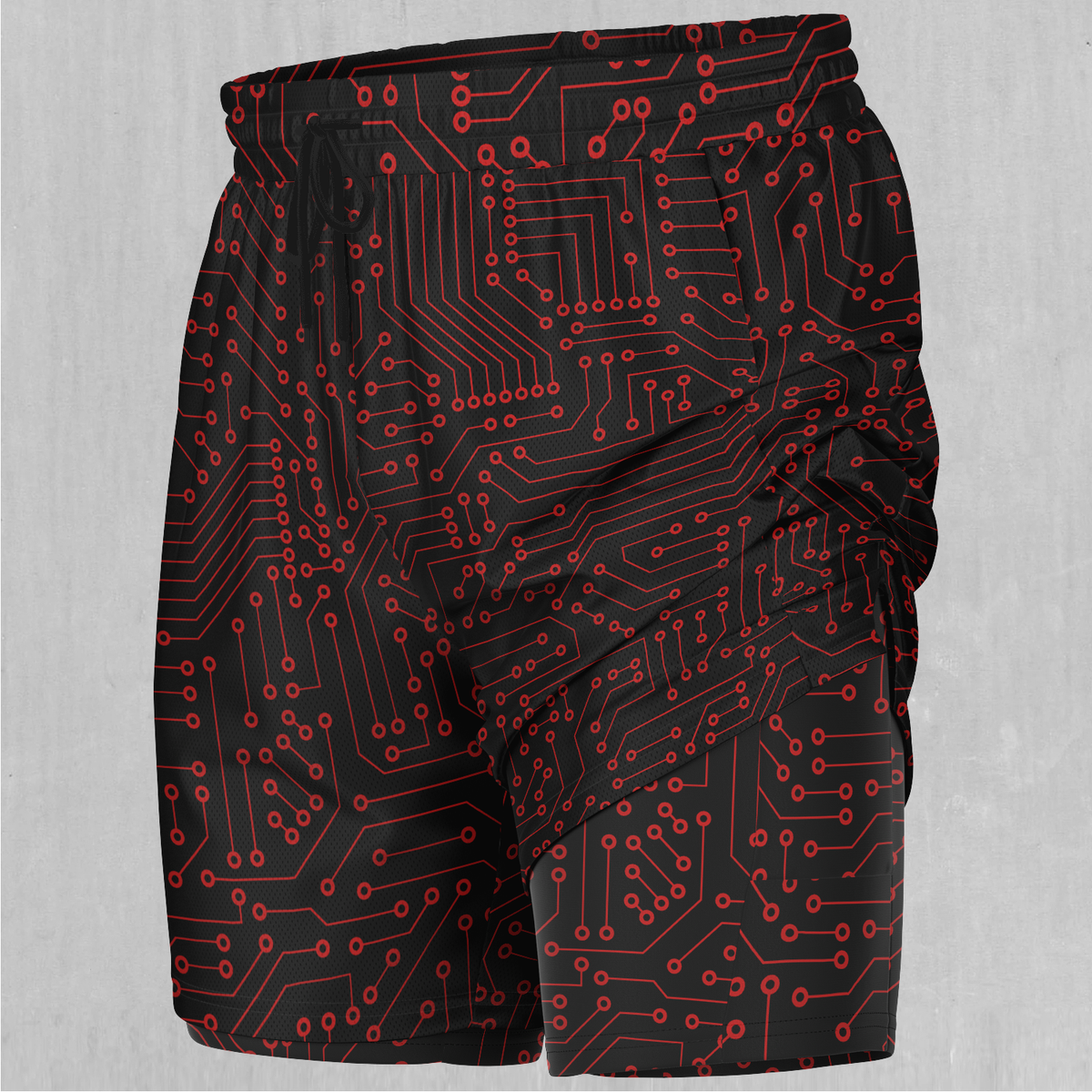 Red Cybernetic Men's 2 in 1 Shorts