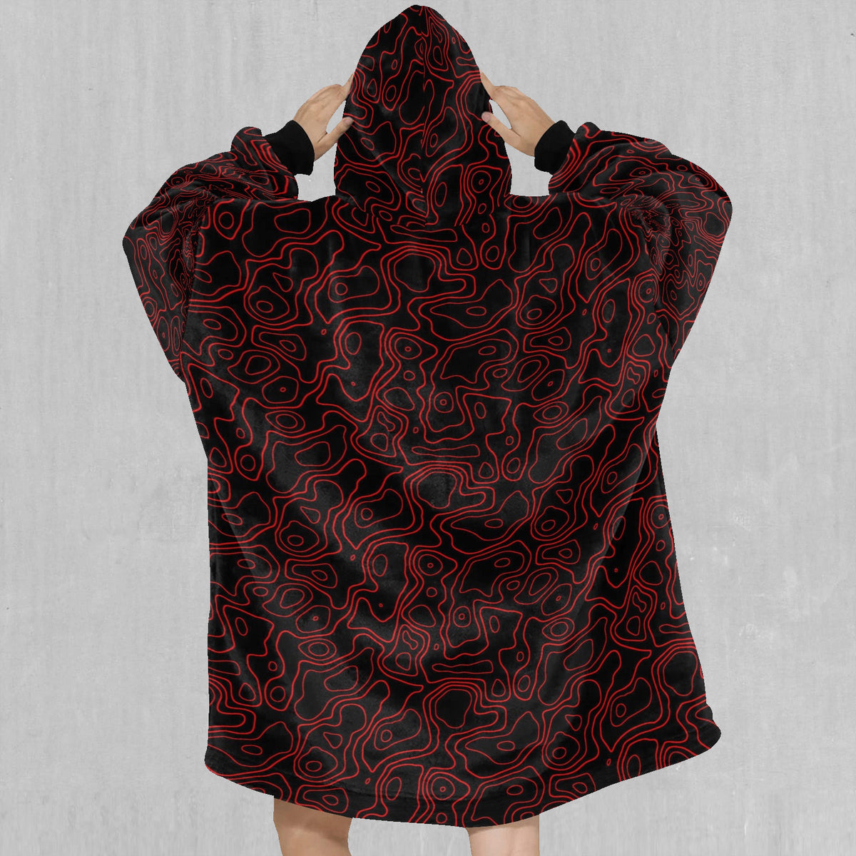 Red Topographic Blanket Hoodie