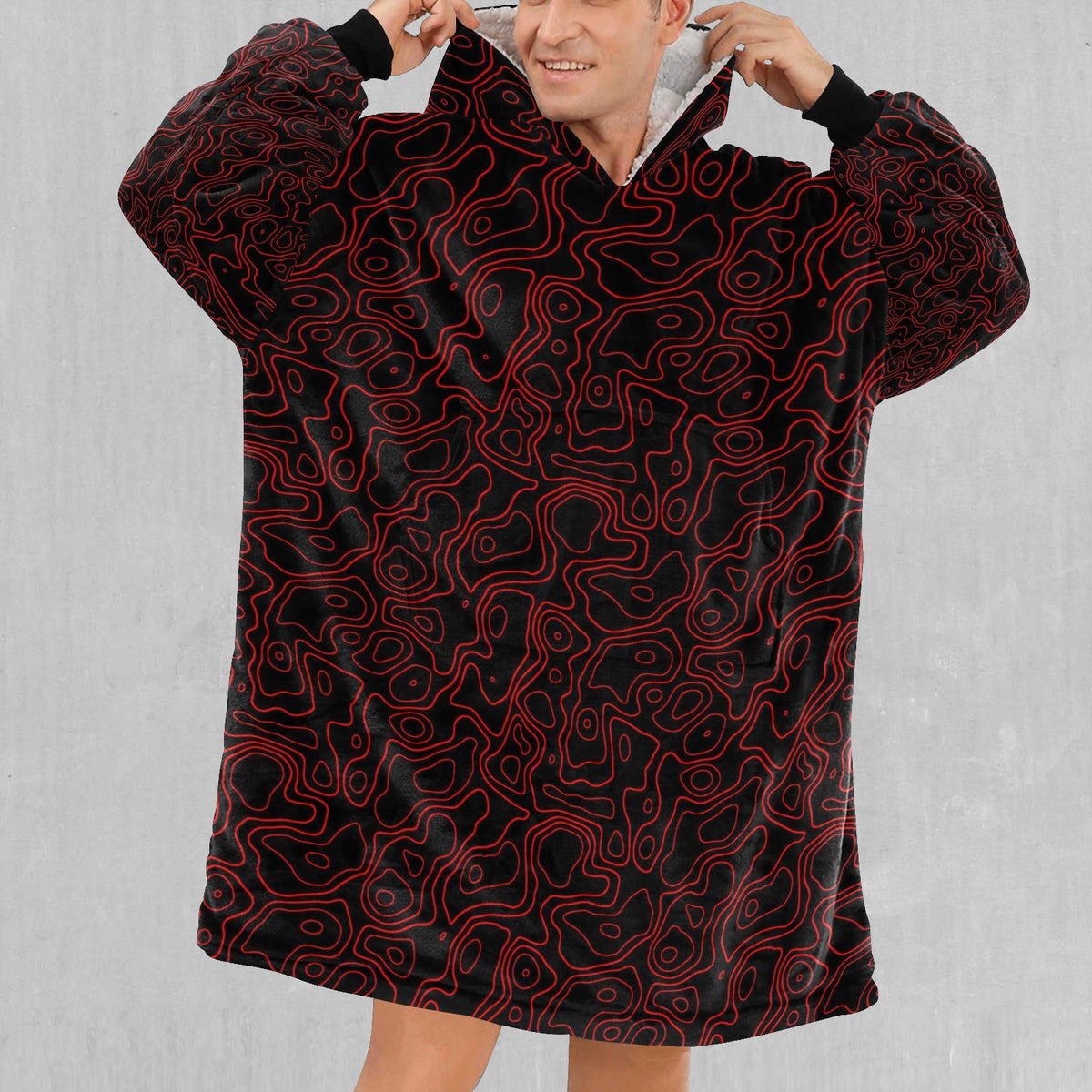 Red Topographic Blanket Hoodie