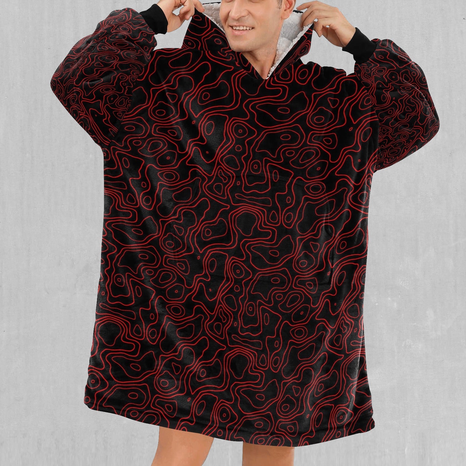 Red Topographic Blanket Hoodie